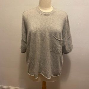 Demylee oversize boxy short sleeve crew cashmere sweater with large patch pocket